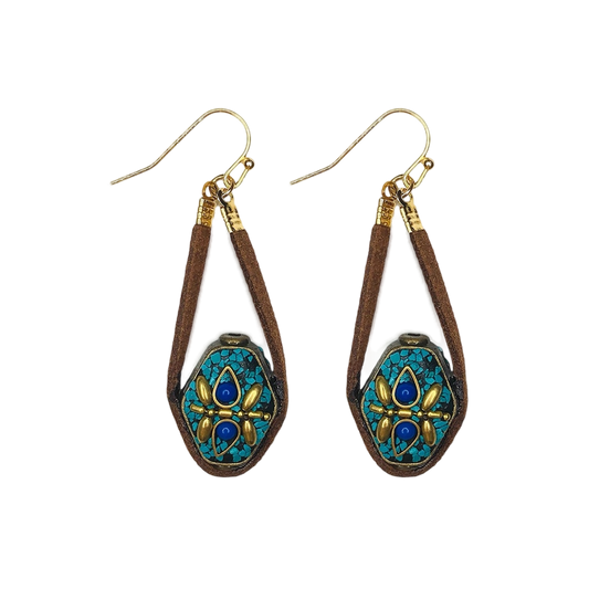 「Ama Charm」Tibetan Lucky Bead Ethnic Turquoise Earrings