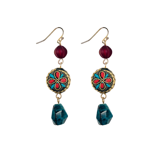 「Ama Charm」 Tibetan Lucky Bead Coloured Glaze Earrings