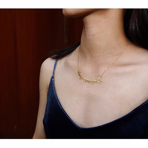 Sanskrit sterling silver clavicle chain