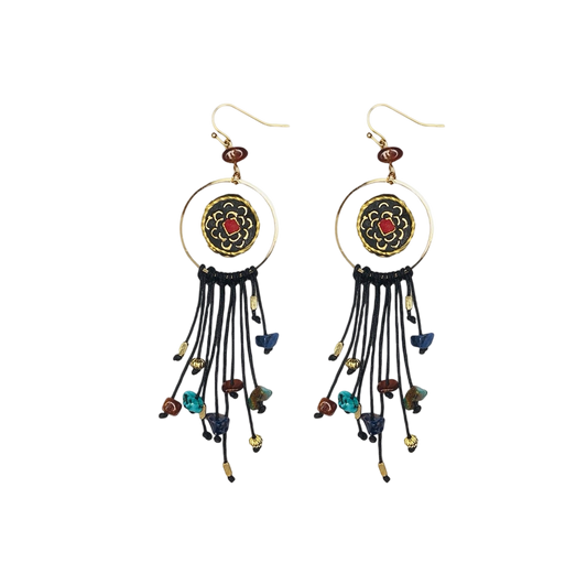「Ama Charm」 Tibetan Lucky Bead Tassel Earrings