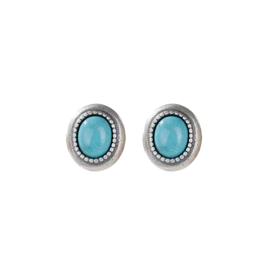 「Sky Seed」Classical Pattern Sterling Silver Inlaid Turquoise Earrings
