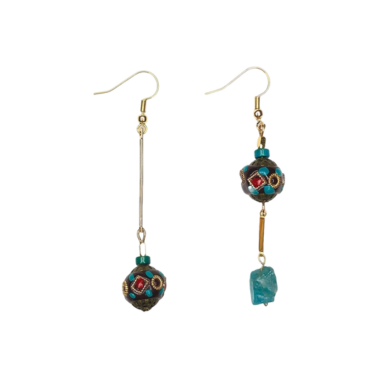 「Ama Charm」 Tibetan Lucky Bead Amazonite Earrings