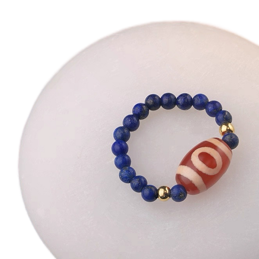 One-eyed dzi lapis lazuli single-ring ring