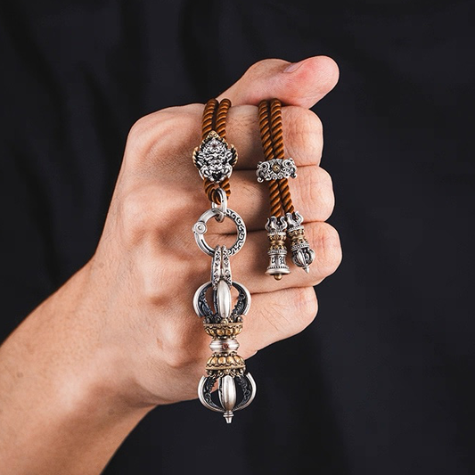 Tibetan vajra sterling silver necklace