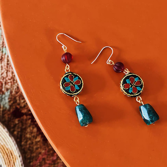 「Ama Charm」 Tibetan Lucky Bead Coloured Glaze Earrings