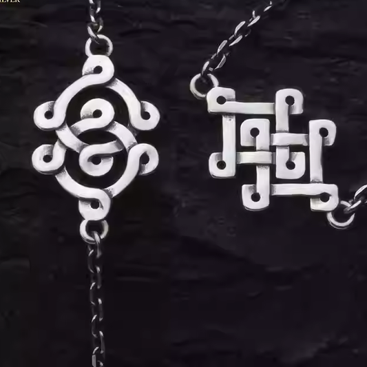 Mongolian auspicious pattern sterling silver necklace