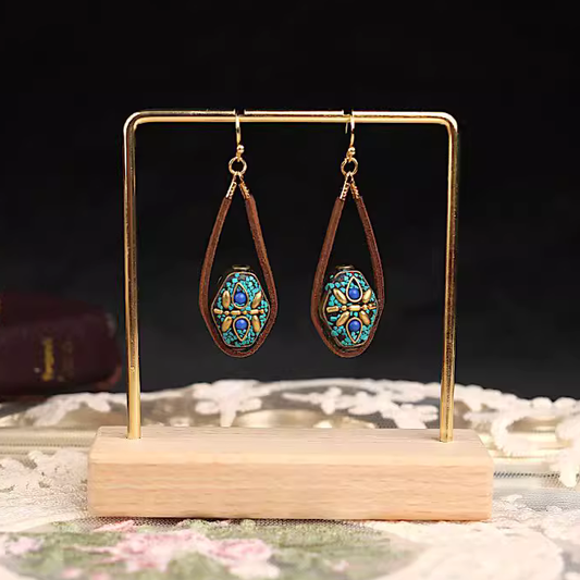 「Ama Charm」Tibetan Lucky Bead Ethnic Turquoise Earrings