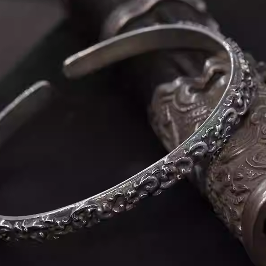 Mongolian Vine-Pattern Silver Cuff