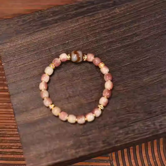 Pink Camel Bone Bead Bracelet