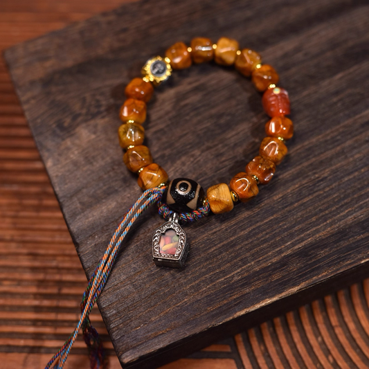 Passion Seed & Bone Carved Bracelet