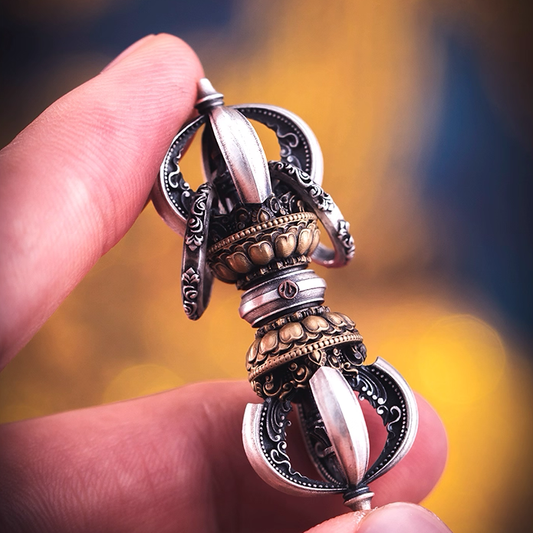 Tibetan vajra sterling silver necklace
