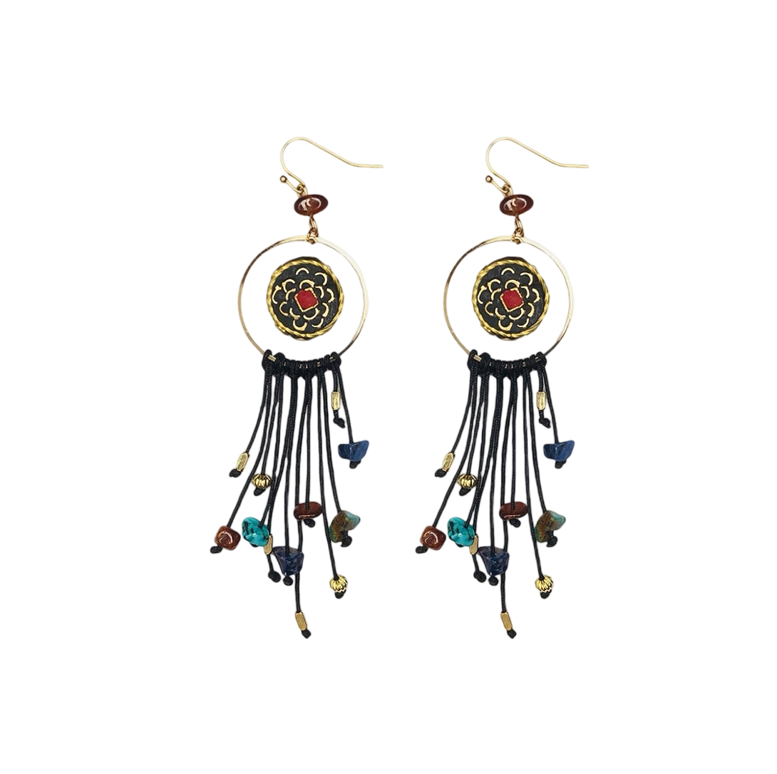 「Ama Charm」 Tibetan Lucky Bead Tassel Earrings