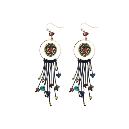 「Ama Charm」 Tibetan Lucky Bead Tassel Earrings