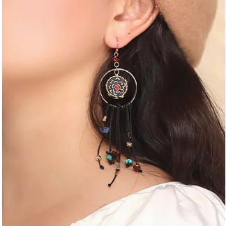 「Ama Charm」 Tibetan Lucky Bead Tassel Earrings
