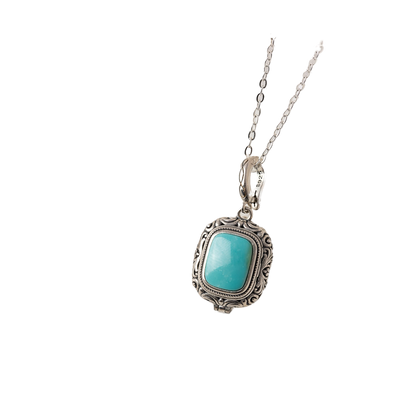 Turquoise sterling silver gawu box necklace