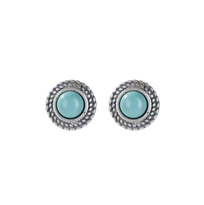 「Sky Seed」Wheat Ear Pattern Sterling Silver Inlaid Turquoise Earrings