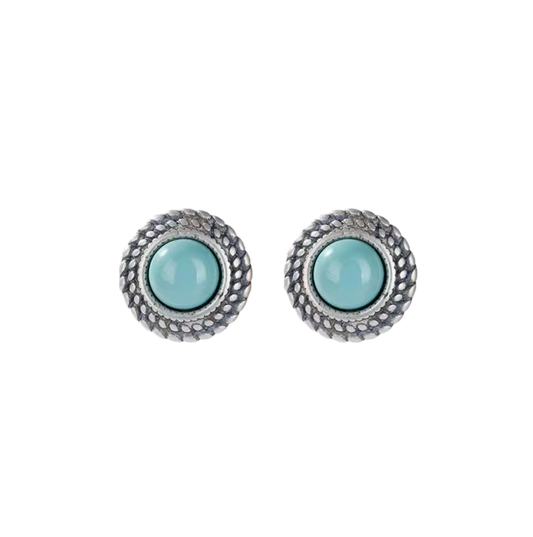 「Sky Seed」Wheat Ear Pattern Sterling Silver Inlaid Turquoise Earrings