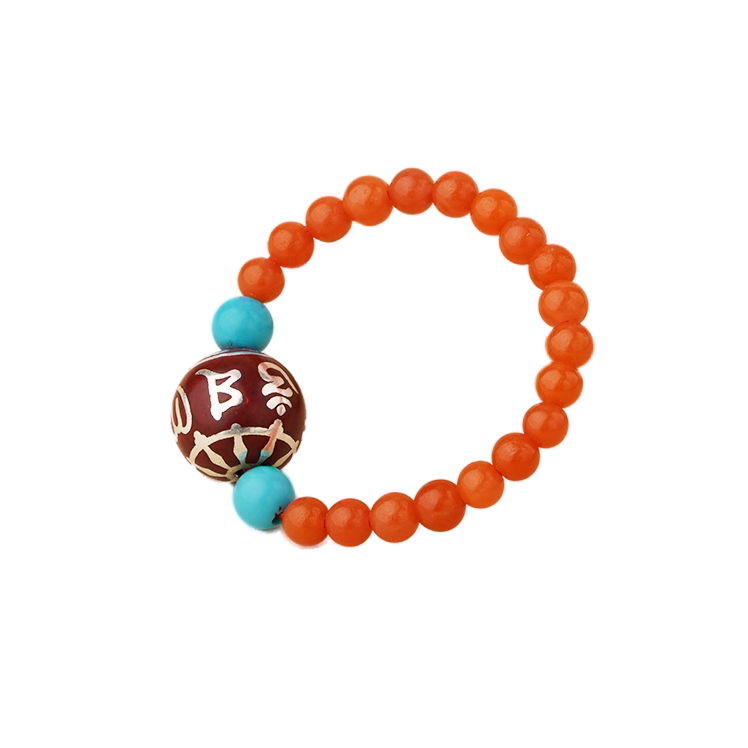 Tibetan incense ash bead red agate single-ring ring