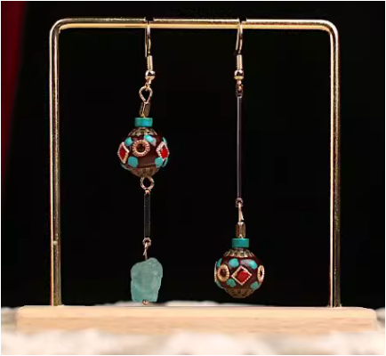 「Ama Charm」 Tibetan Lucky Bead Amazonite Earrings