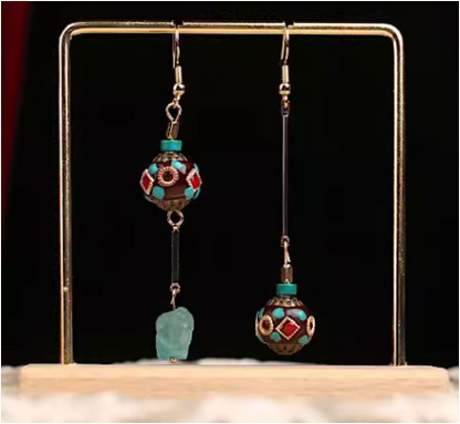「Ama Charm」 Tibetan Lucky Bead Amazonite Earrings