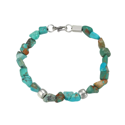 「Sky Seed」Irregular Turquoise Beaded Silver Bracelet