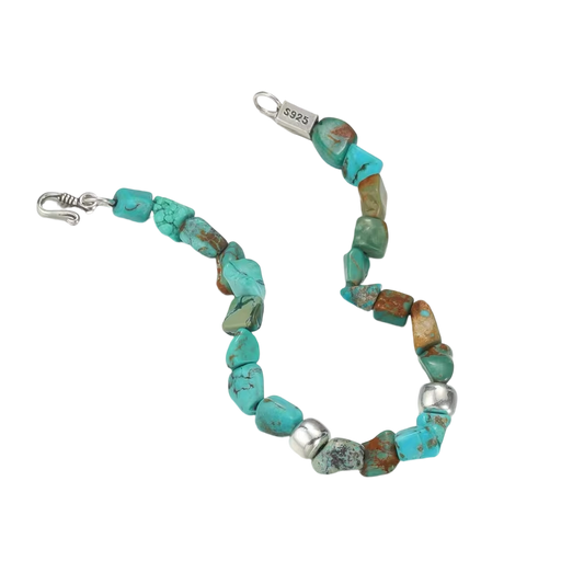 「Sky Seed」Irregular Turquoise Beaded Silver Bracelet