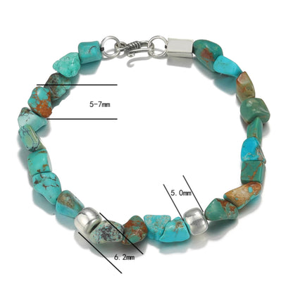 「Sky Seed」Irregular Turquoise Beaded Silver Bracelet