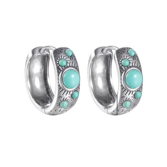 「Sky Seed」Silver Earrings Set with Multiple Turquoise Stones