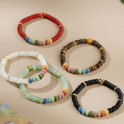 Crystal Single-strand Bracelet with Colorful Volcanic Stones