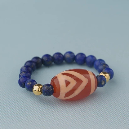 One-eyed dzi lapis lazuli single-ring ring