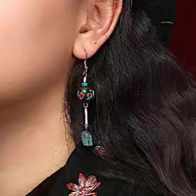 「Ama Charm」 Tibetan Lucky Bead Amazonite Earrings