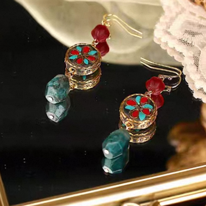 「Ama Charm」 Tibetan Lucky Bead Coloured Glaze Earrings