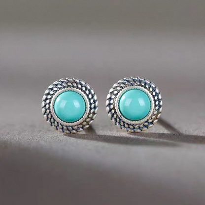 「Sky Seed」Wheat Ear Pattern Sterling Silver Inlaid Turquoise Earrings