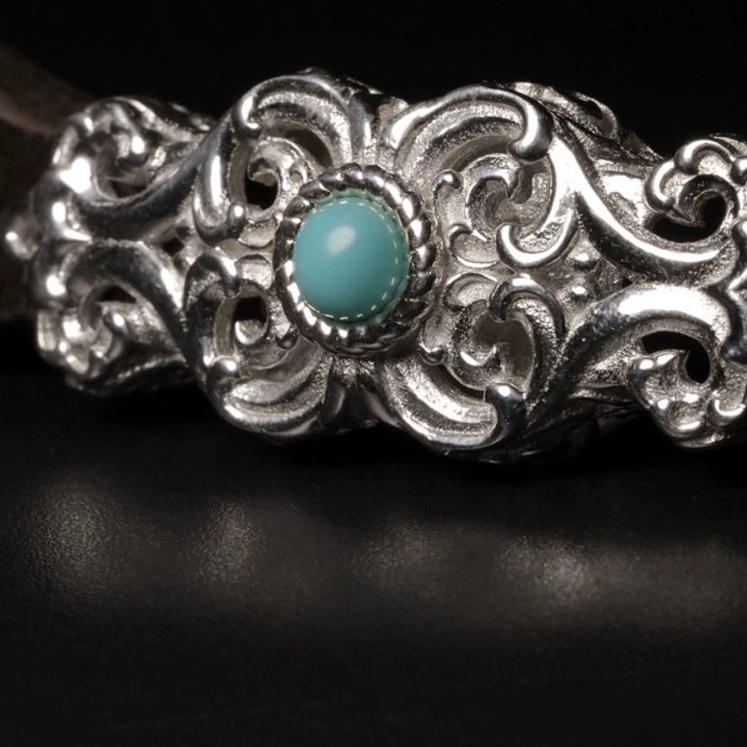 Leather & Gemstone Bracelet with Mongolian Silver Clasp