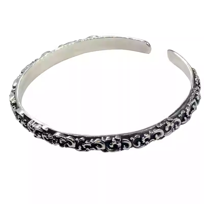 Mongolian Vine-Pattern Silver Cuff