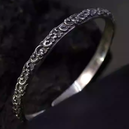 Mongolian Vine-Pattern Silver Cuff