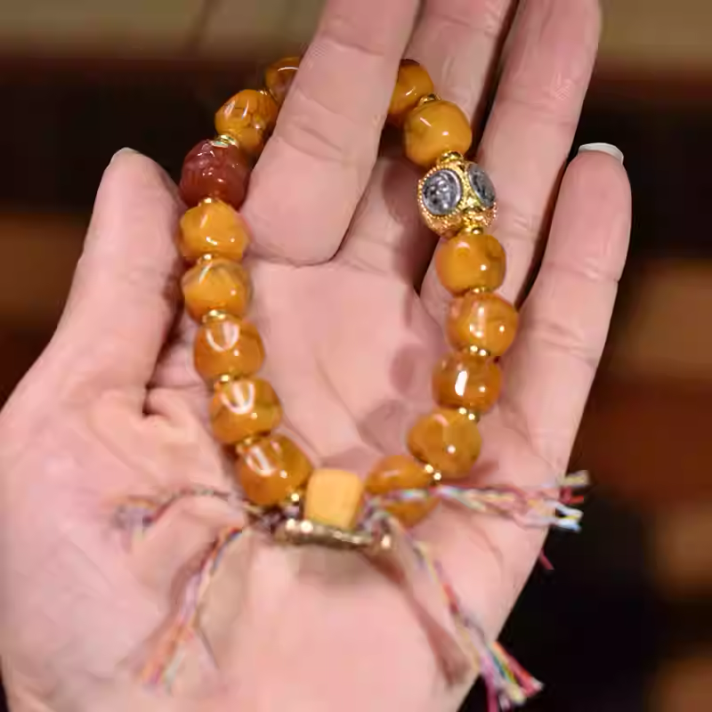 Passion Seed & Bone Carved Bracelet
