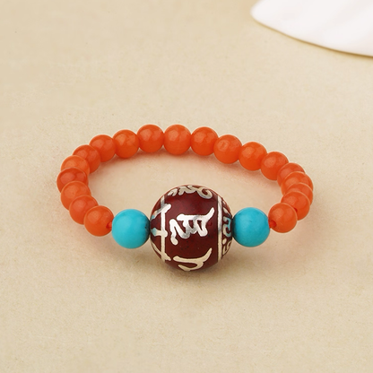Tibetan incense ash bead red agate single-ring ring