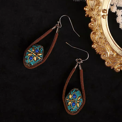 「Ama Charm」Tibetan Lucky Bead Ethnic Turquoise Earrings