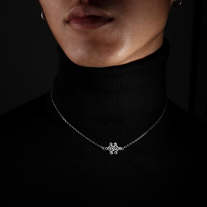 Mongolian auspicious pattern sterling silver necklace