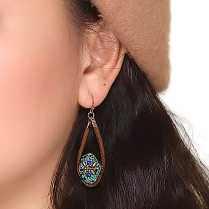 「Ama Charm」Tibetan Lucky Bead Ethnic Turquoise Earrings