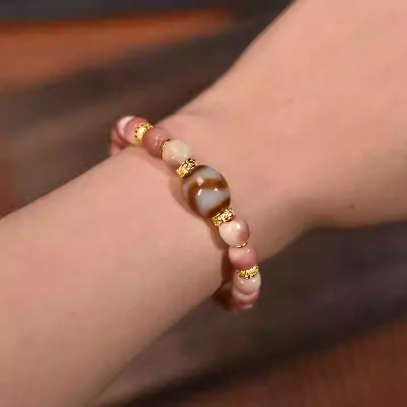 Pink Camel Bone Bead Bracelet
