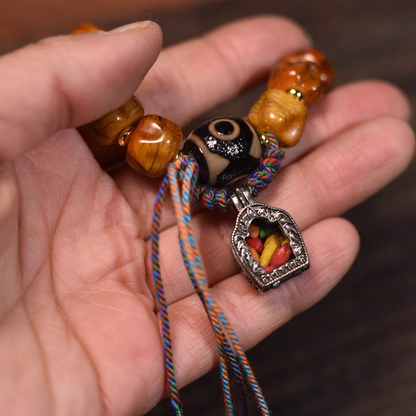 Passion Seed & Bone Carved Bracelet