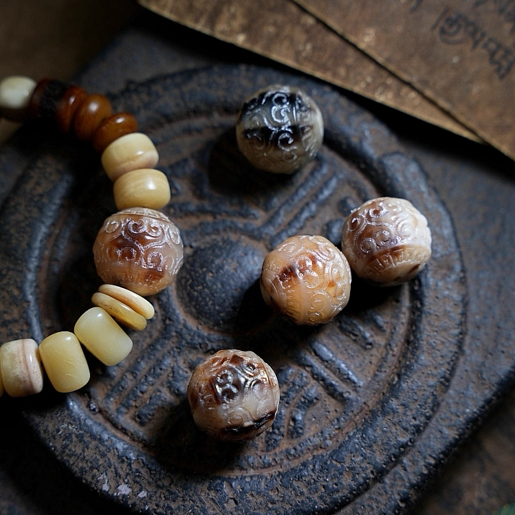 Yak & Camel Bone Carved Bracelet