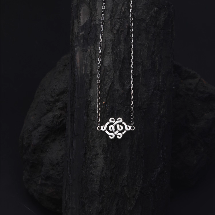 Mongolian auspicious pattern sterling silver necklace