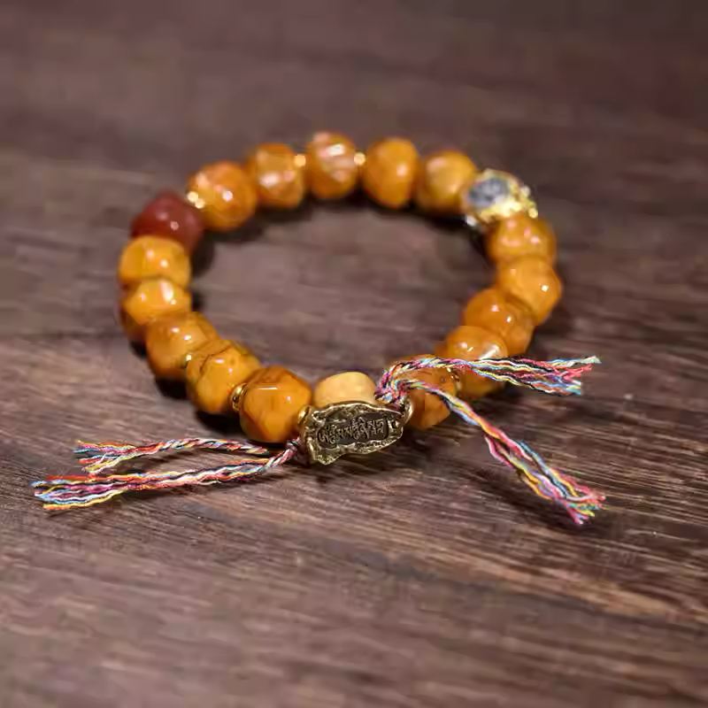 Passion Seed & Bone Carved Bracelet