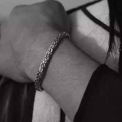 Mongolian Vine-Pattern Silver Cuff